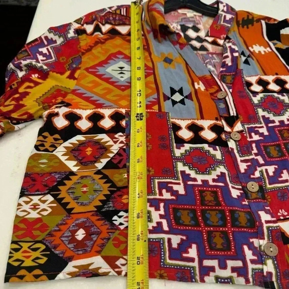 Christian Siriano women’s button down cropped geometric print size L - Picture 7 of 10